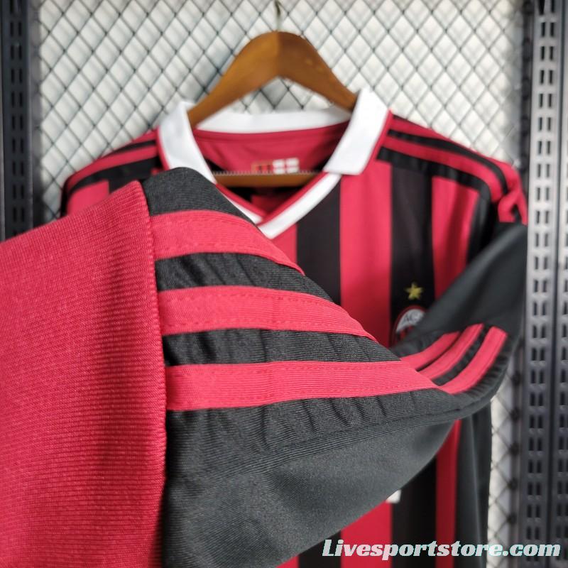 Retro Long Sleeve 2009-10 AC Milan Home Jersey