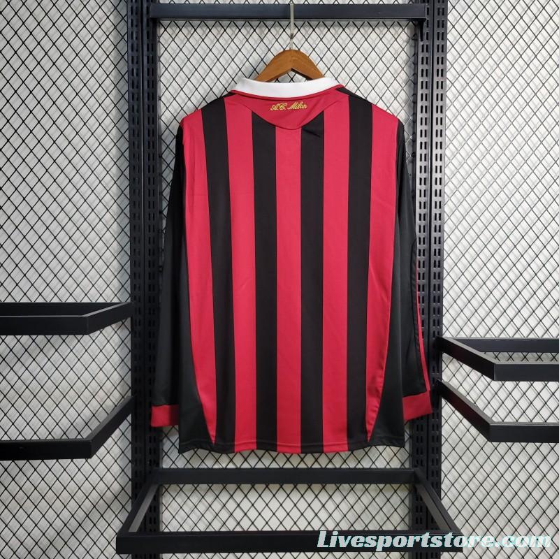 Retro Long Sleeve 2009-10 AC Milan Home Jersey