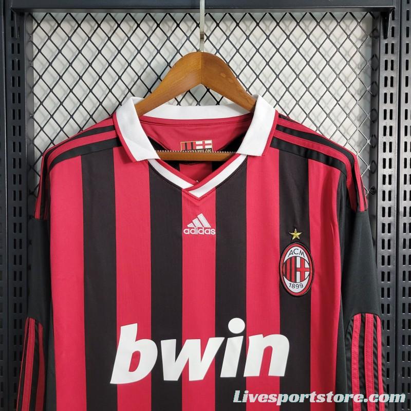 Retro Long Sleeve 2009-10 AC Milan Home Jersey