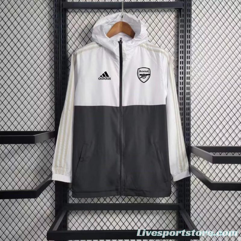 23/24 Arsenal White Black Windbreaker