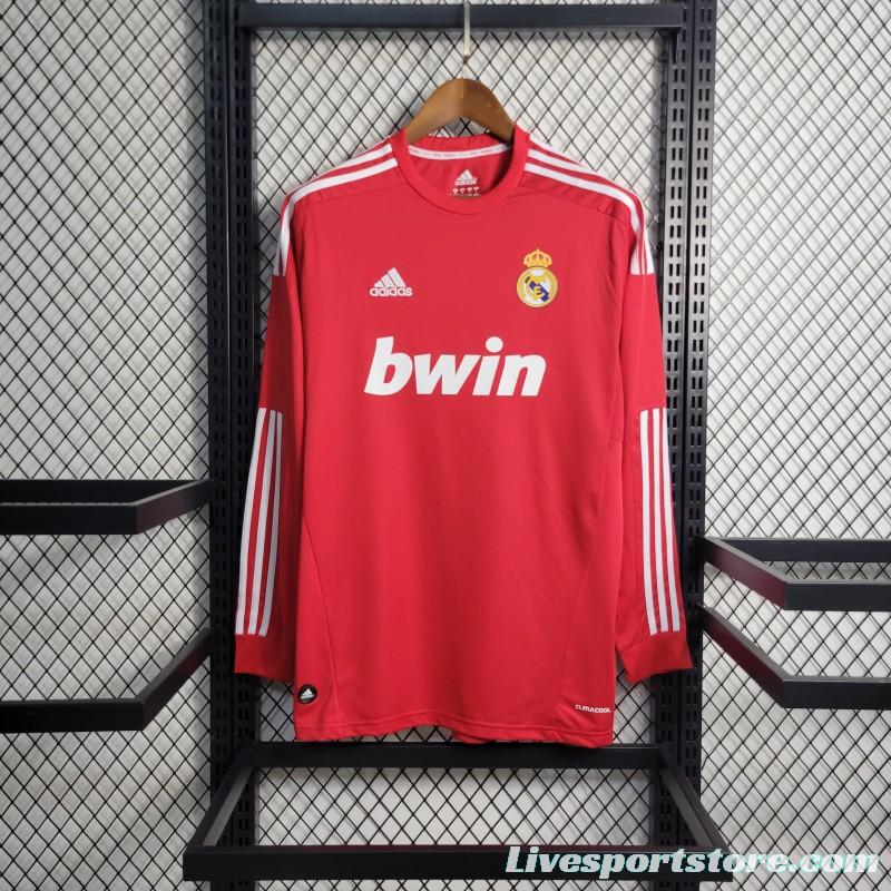 Retro Long Sleeve 11-12 Real Madrid Away Red Jersey