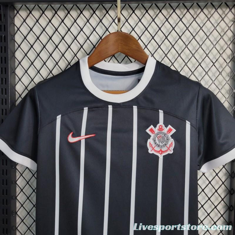 23-24 Kids Corinthians Away Black Jersey Size 16-28