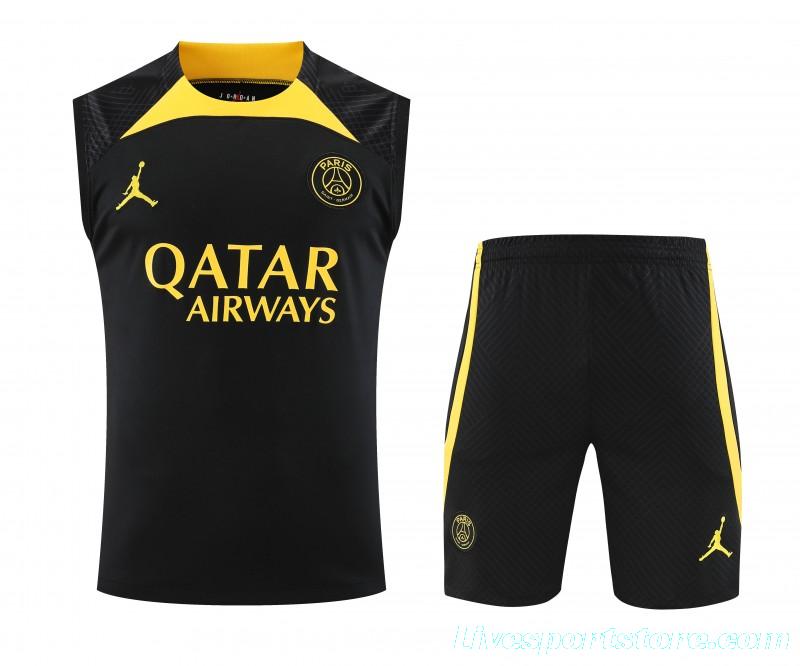 23-24 PSG Black Vest Jersey+Shorts