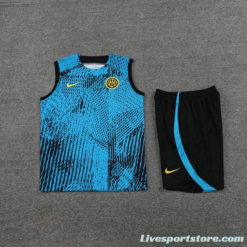 23-24 Inter Milan Blue Vest Jersey+Shorts