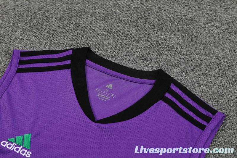 23-24 Real Madrid Purple Vest Jersey+Shorts