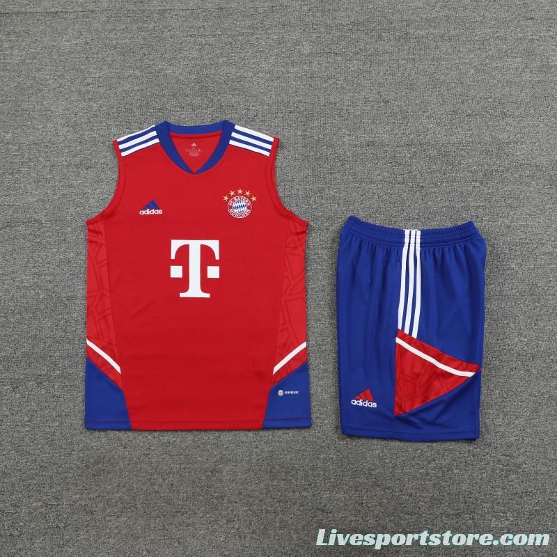 23-24 Bayern Munich Red/Blue Vest Jersey+Shorts