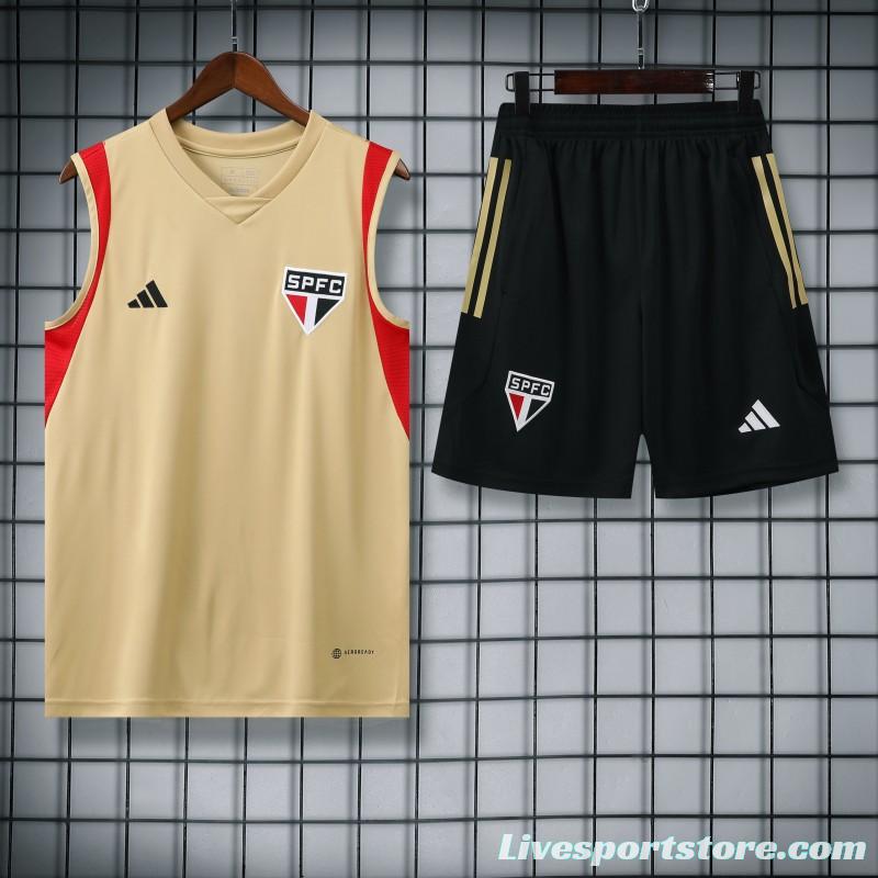 23-24 Sao Paulo Beige Vest Jersey+Shorts