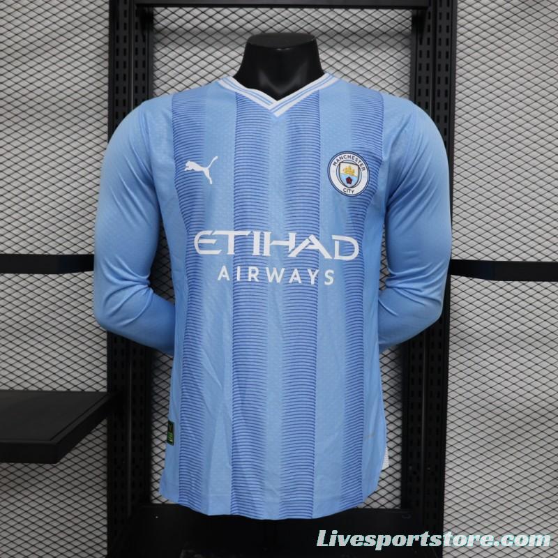 Player Version 23/24 Manchester City Home Long Sleeve Jersey