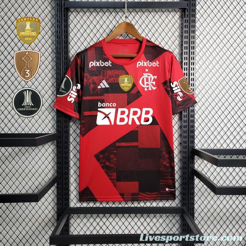 23/24 Flamengo Pre-Match Red Jersey+ All Sponsors