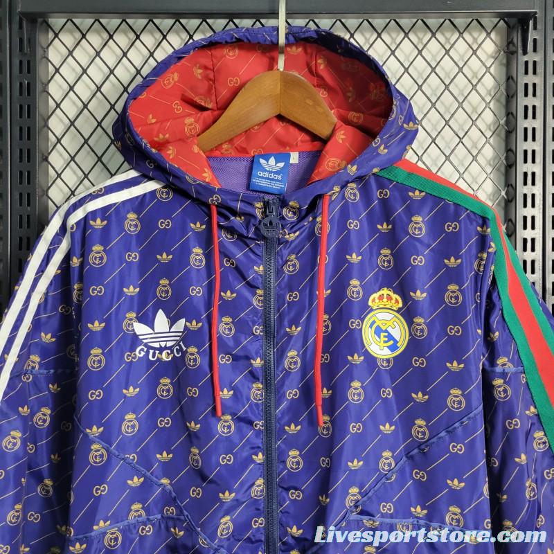 23-24 Real MadridxGUCCI Navy Windbreaker