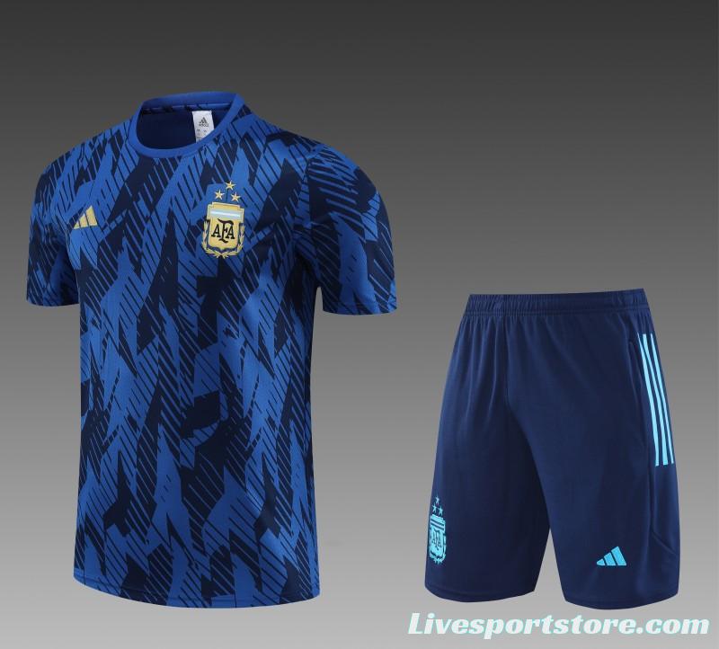 2023 Argentina Navy Stripe Short Sleeve+Shorts