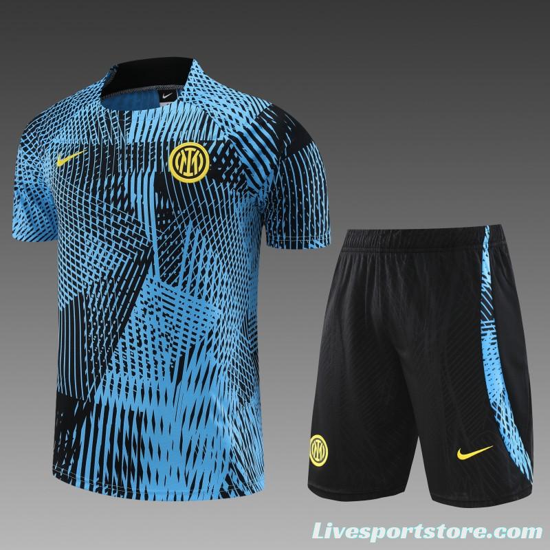 23 24 Inter Milan Black Blue Short Sleeve+Shorts