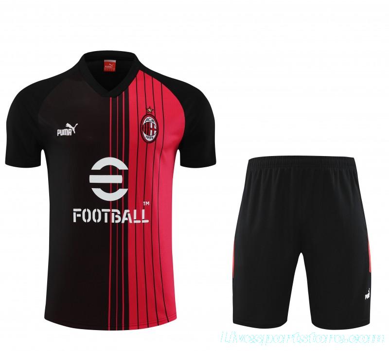 23 24 AC Milan Black Red Short Sleeve+Shorts