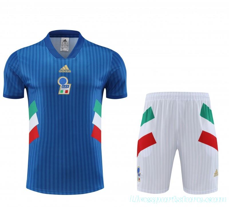 2023 Italy Blue Remake Icon Short Sleeve+Shorts