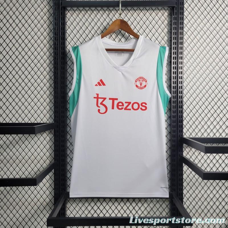 23-24 Manchester United White Training Vest Jersey