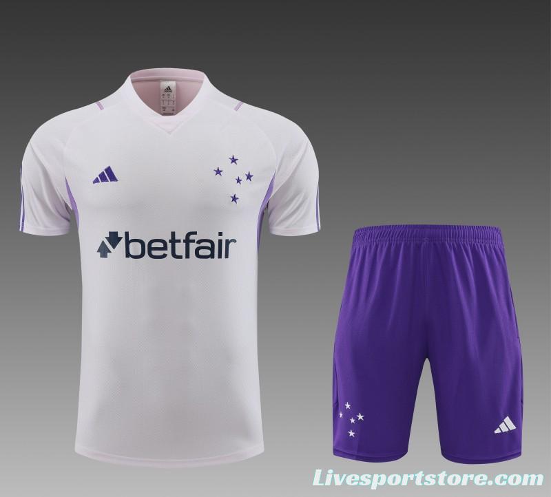 23 24 Cruzeiro White Short Sleeve+Shorts