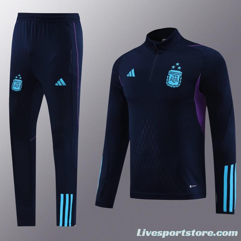 2023 Argentina Navy Half Zipper Jacket+Pants