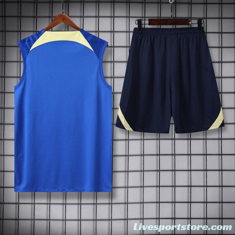 24/25 Club America Blue/Yellow Vest Jeresy+Shorts