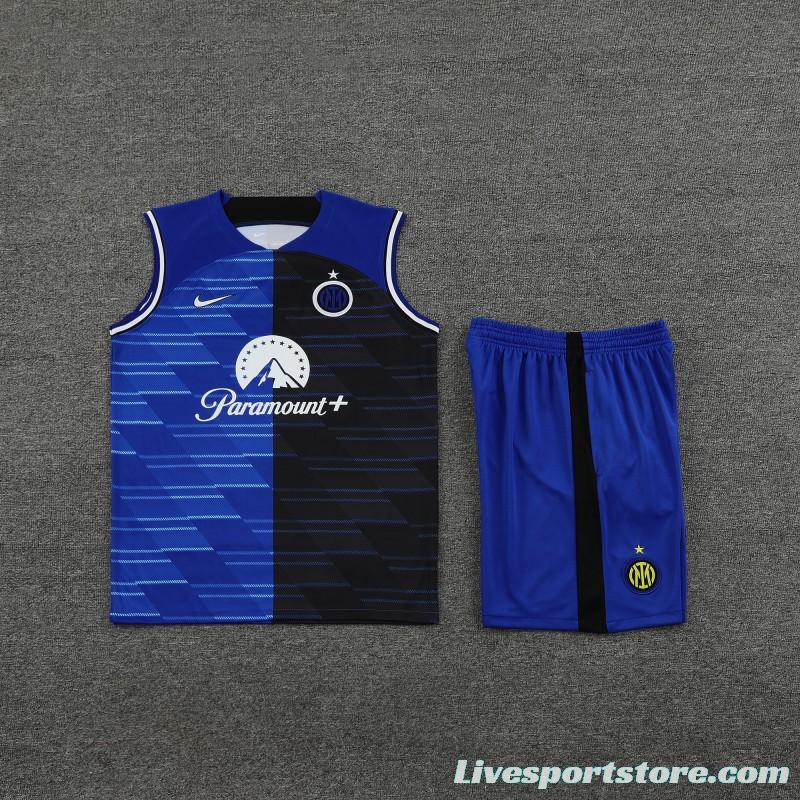 23/24 Inter Milan Blue Vest Jeresy+Shorts