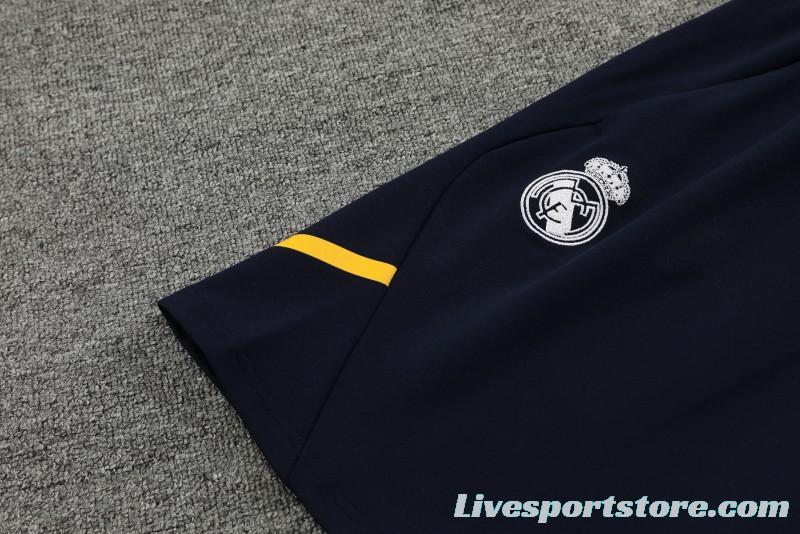 23/24 Real Madrid Navy Cotton Short Sleeve Jersey+Shorts