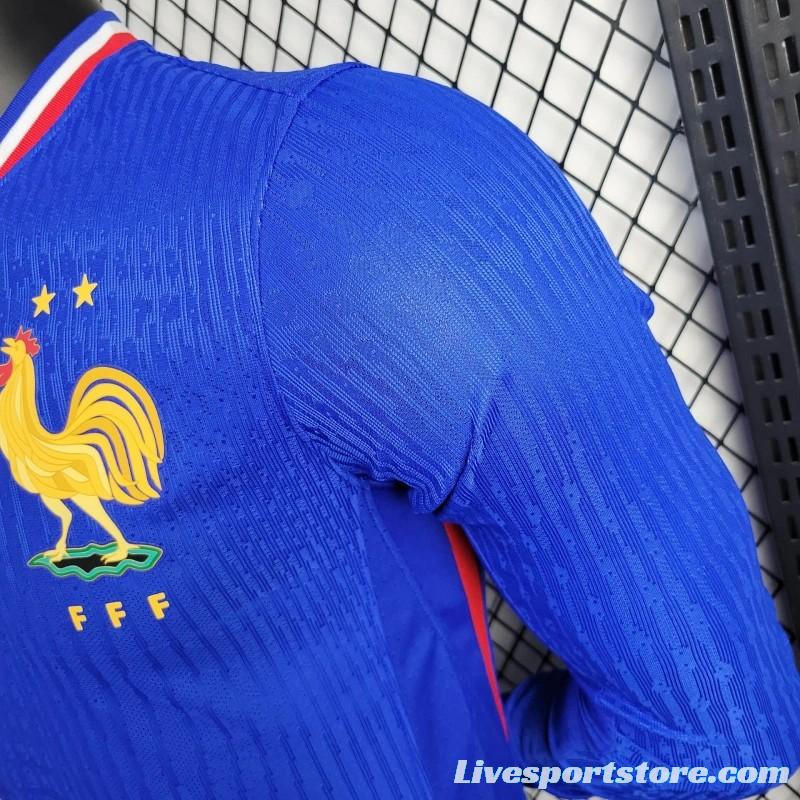 Player Version 2024 France Home Long Sleeve Jersey