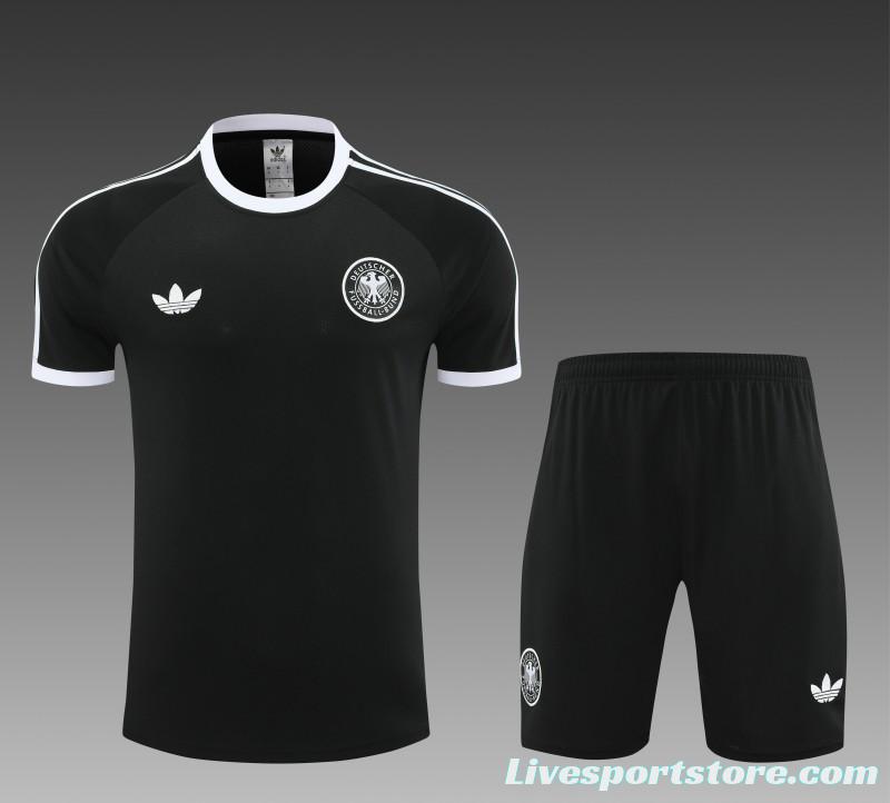 2024 Germany Black Cotton Short Sleeve Jersey+Shorts