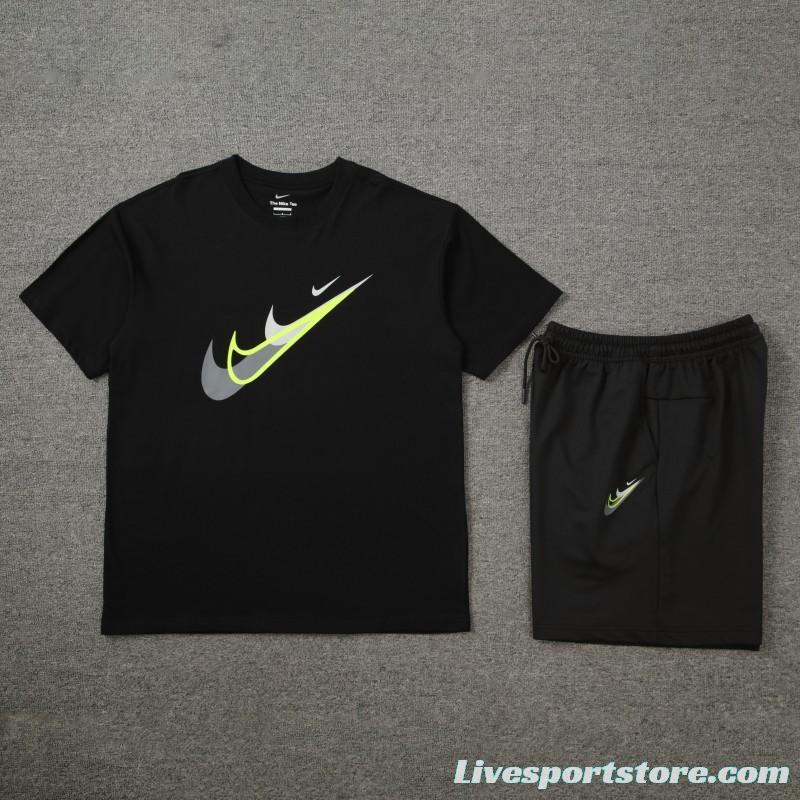 2024 Nike Black Cotton Short Sleeve Jersey+Shorts