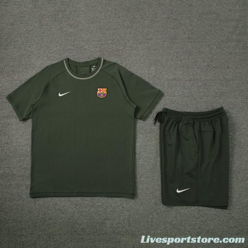 23/24 Barcelona Dark Green Cotton Short Sleeve Jersey+Shorts