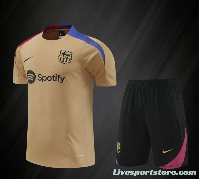 23/24 Barcelona Brown Cotton Short Sleeve Jersey+Shorts