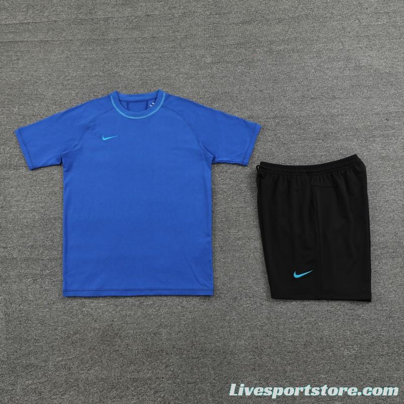 2024 Nike Blue Cotton Short Sleeve Jersey+Shorts