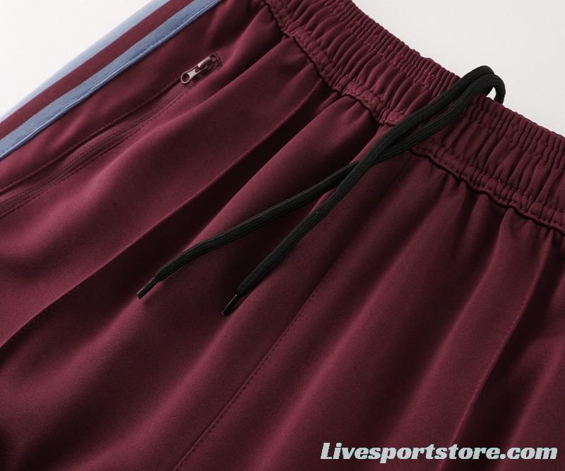 24/25 Adidas Original Wine Full Zipper Jacket +Long Pants