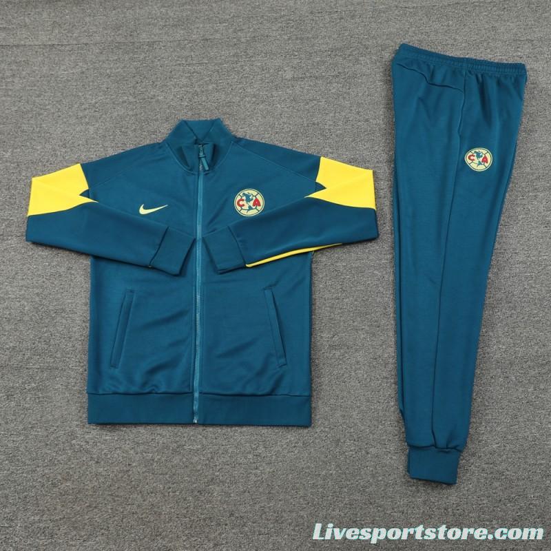 24/25 Club America Green/Yellow Full Zipper Jacket +Long Pants