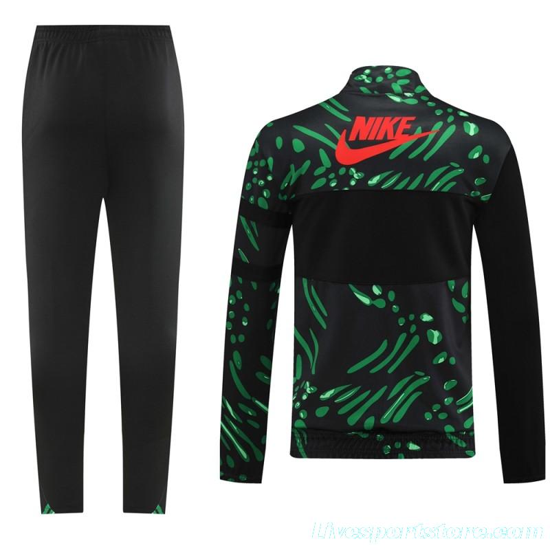 2024 Nigeria Black/Green Full Zipper Jacket +Long Pants