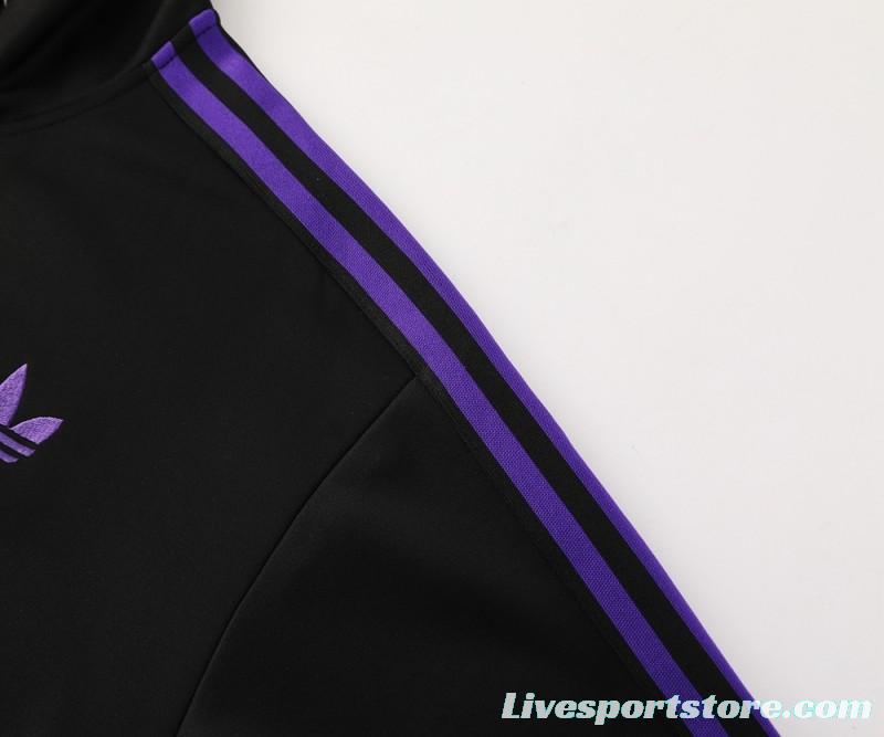 24/25 Adidas Original Black/Purple Full Zipper Jacket +Long Pants