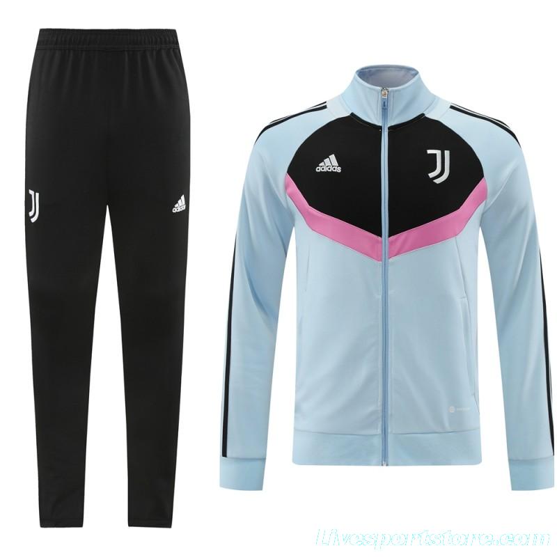 24/25 Juventus Light Blue/Black Full Zipper Jacket +Long Pants