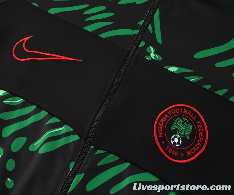 2024 Nigeria Black/Green Full Zipper Jacket +Long Pants