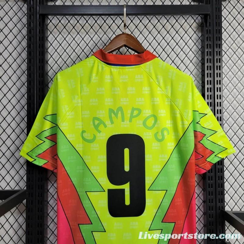 Retro 1995 Mexico CAMPOS 9 Home Yellow Jersey