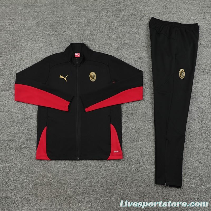 24/25 AC Milan Black/Red Full Zipper Jacket +Long Pants