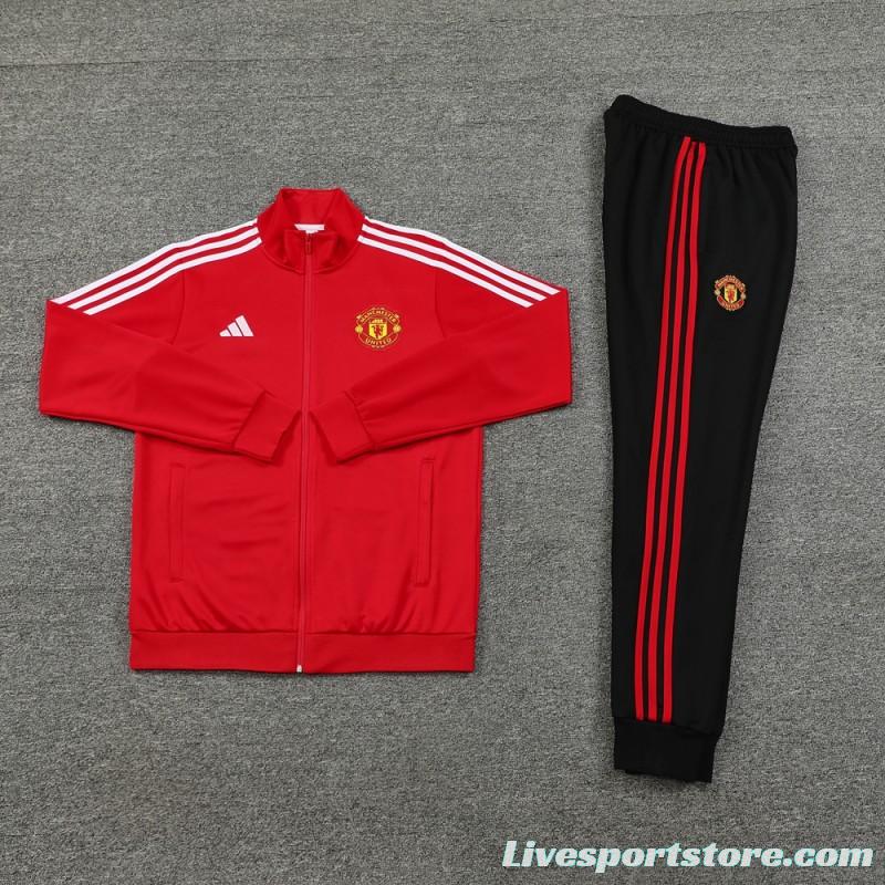 24/25 Manchester United Red Full Zipper Jacket +Long Pants