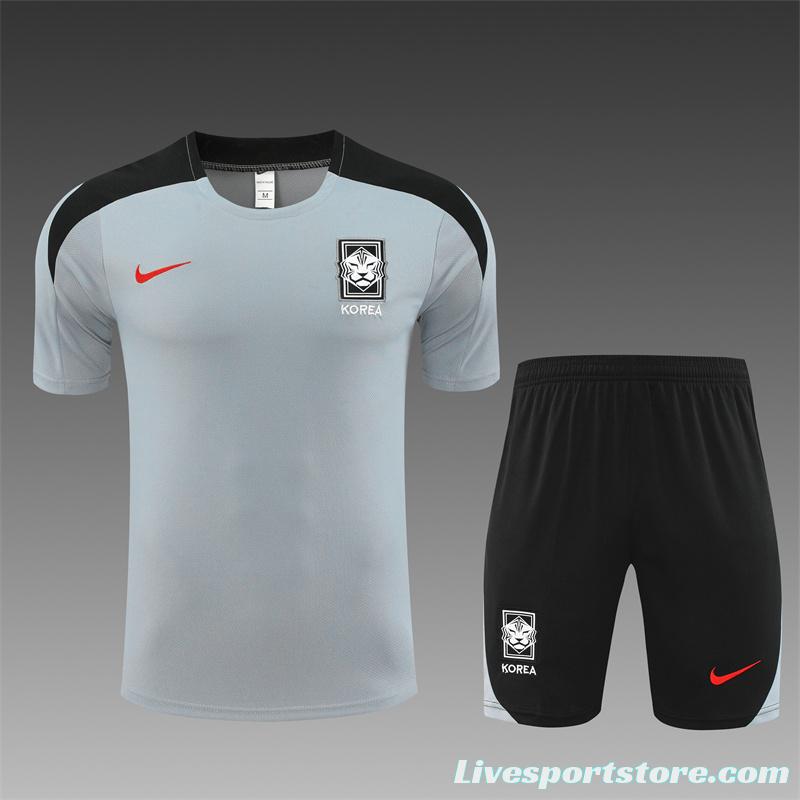 2024 South Korea Grey Short Sleeve Jersey+Shorts