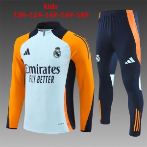 24/25 Kids Real Madrid Light Blue/Orange Half Zipper Jacket+Long Pants