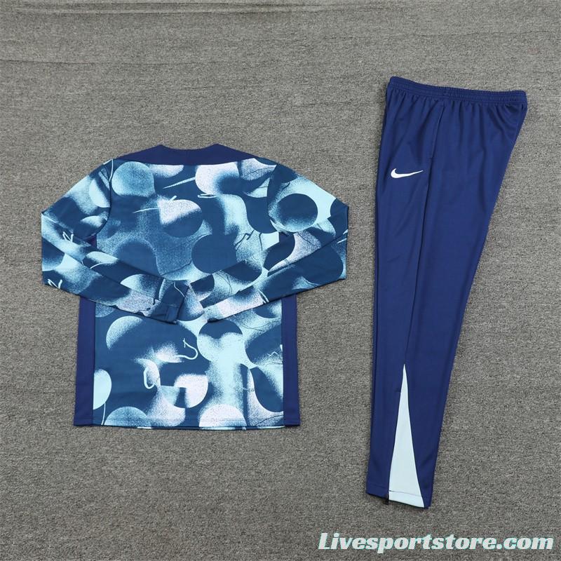 24/25 Tottenham Hotspur Blue Camouflage Half Zipper Jacket+Long Pants