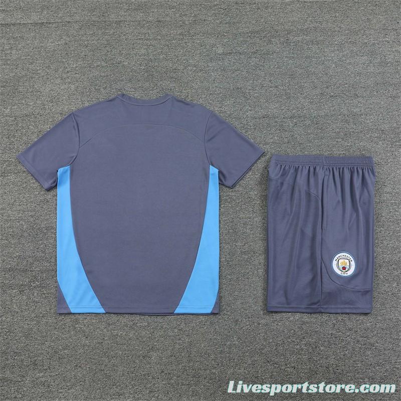 24/25 Manchester City Blue White Short Sleeve Jersey+Shorts