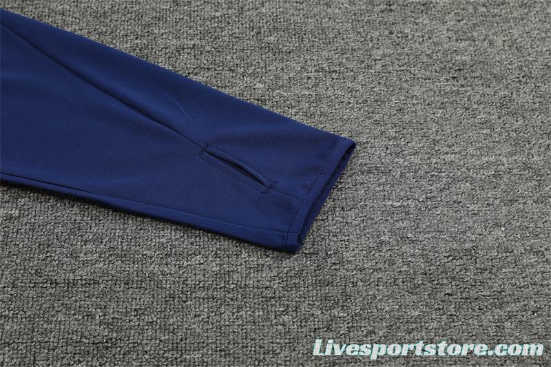 2024 Italy Navy Half Zipper Jacket+Long Pants