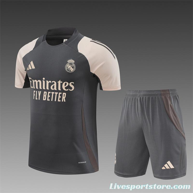 24/25 Real Madrid Black/Pink Short Sleeve Jersey+Shorts