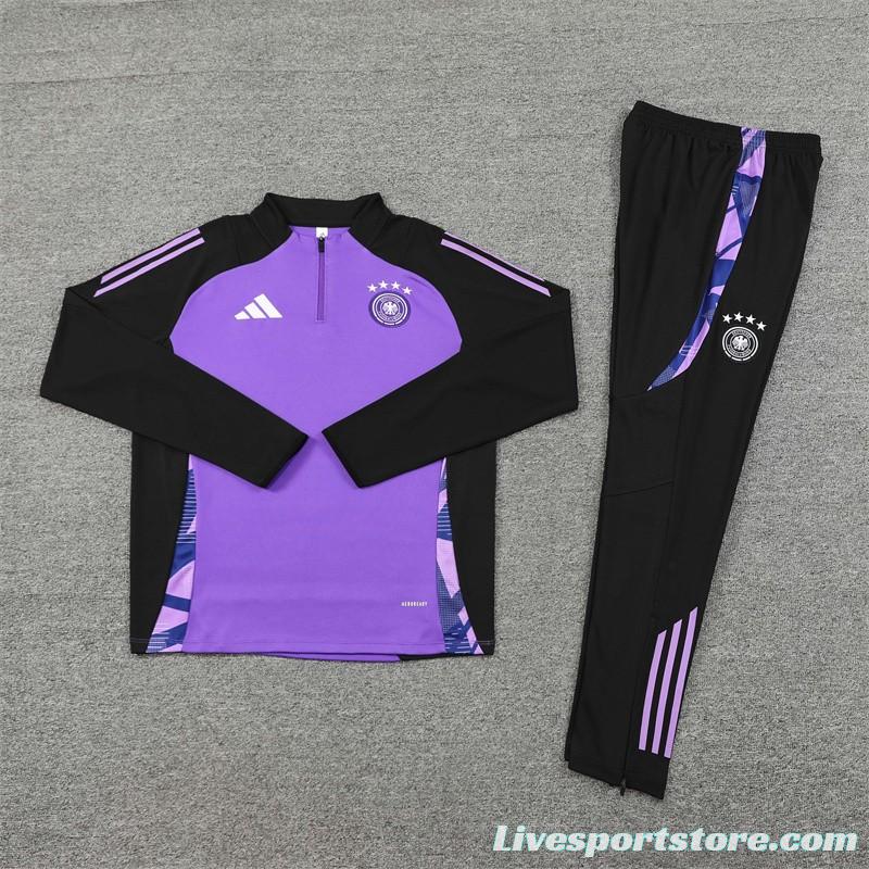 2024 Germany Purple Half Zipper Jacket+Long Pants