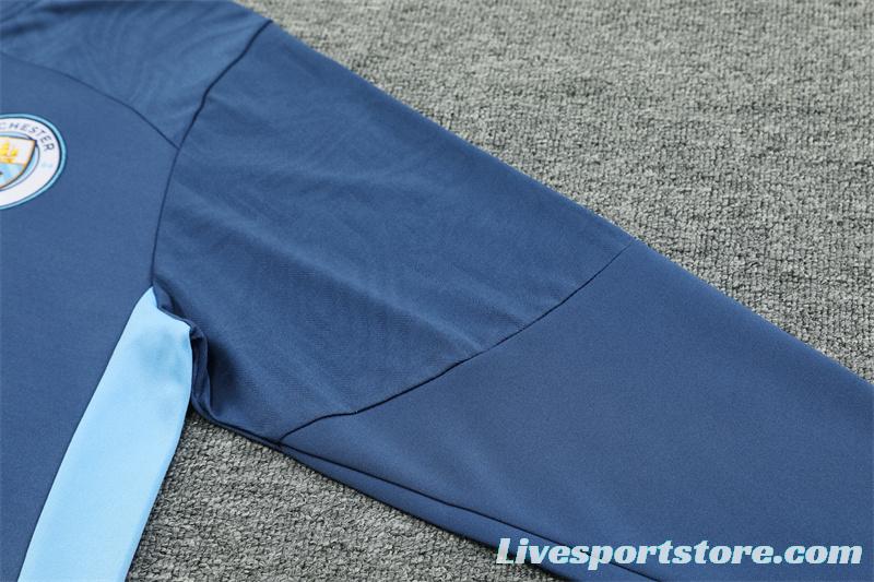 24/25 Manchester City Blue Half Zipper Jacket+Long Pants