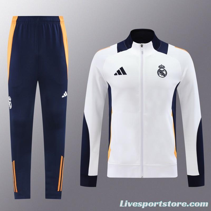 24/25 Real Madrid White Full Zipper Jacket +Long Pants