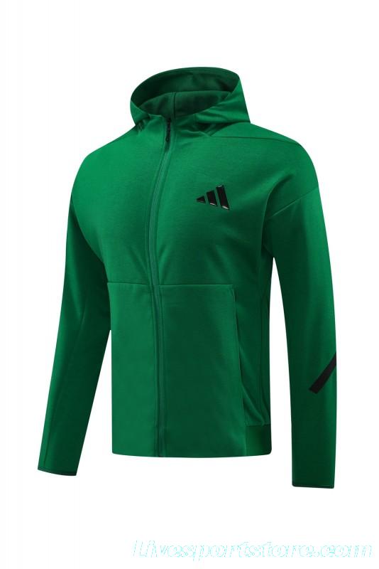 2024 Adidas Green Hoodie Full Zipper Jacket +Long Pants