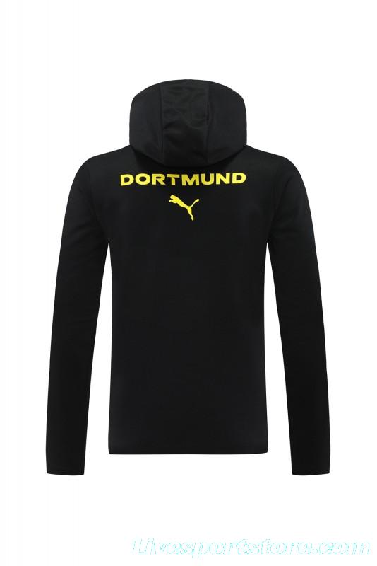 24/25 Borussia Dortmund Black Hoodie Full Zipper Jacket +Long Pants